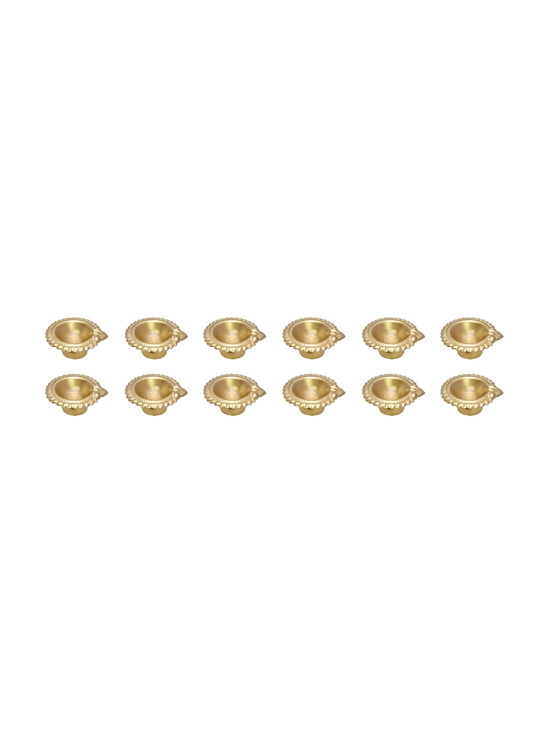 

Extreme Karigari 12 Pieces Metal Textured Pooja Diya, Gold