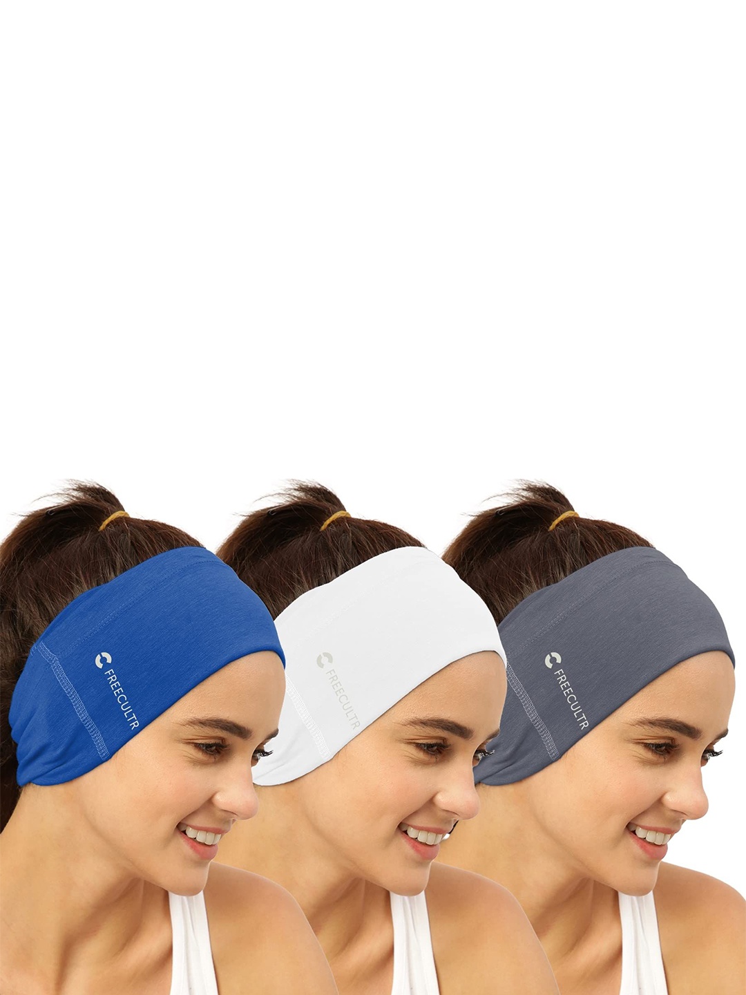 

FREECULTR Set Of 3 Unisex Bandana Multipurpose Headband, Blue