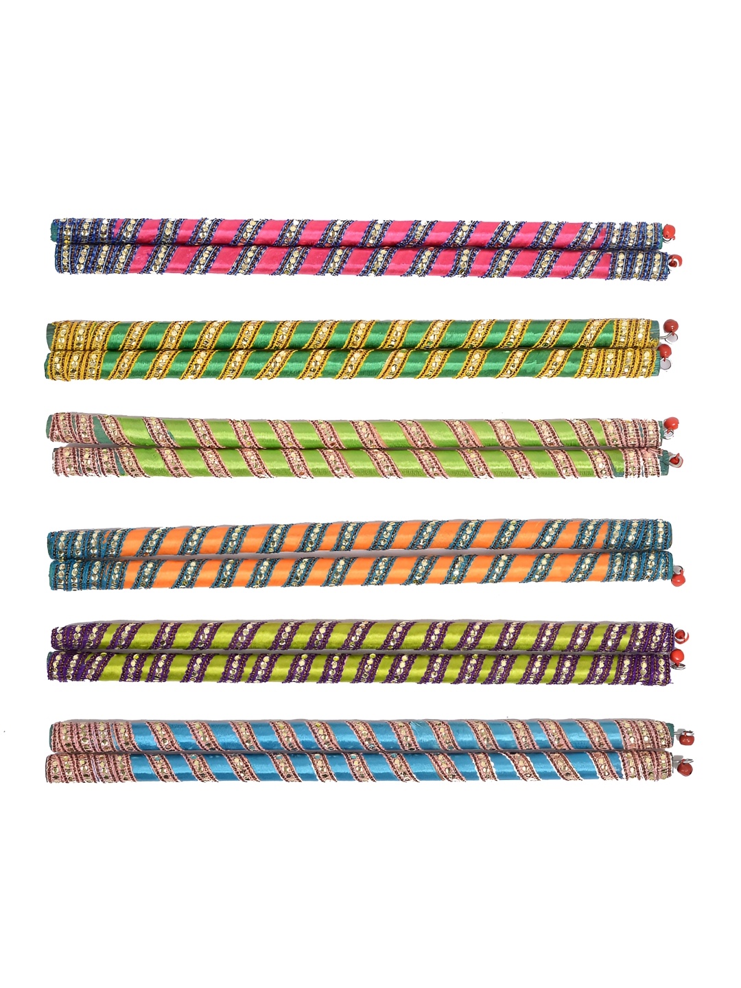 

BAISA 6-Pair Blue & Green Laced Dandiya Sticks