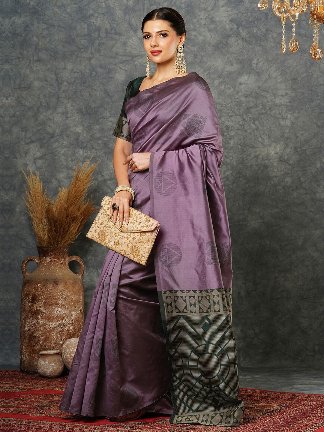 

KALINI Woven Design Zari Pure Silk Banarasi Saree, Mauve