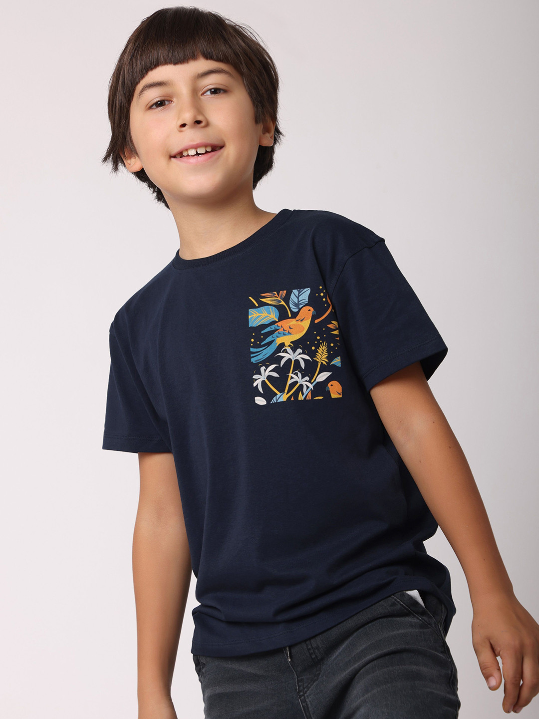 

BAESD Boys Graphic Printed Round Neck Cotton Slim Fit T-shirt, Blue