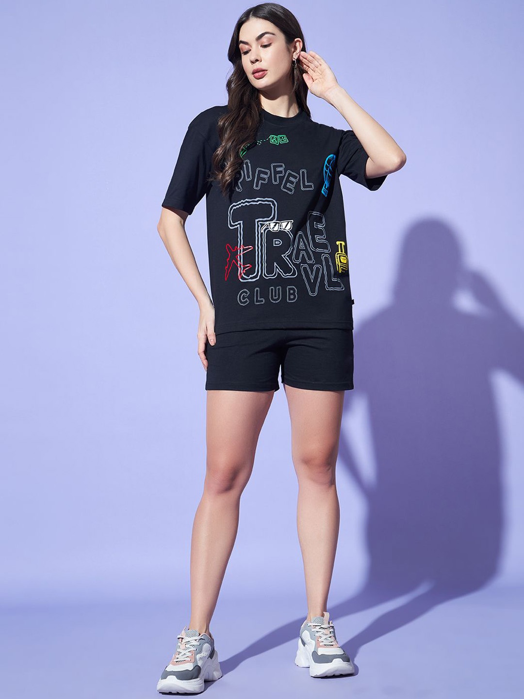 

GRIFFEL Printed Pure Cotton T-Shirt With Short, Black