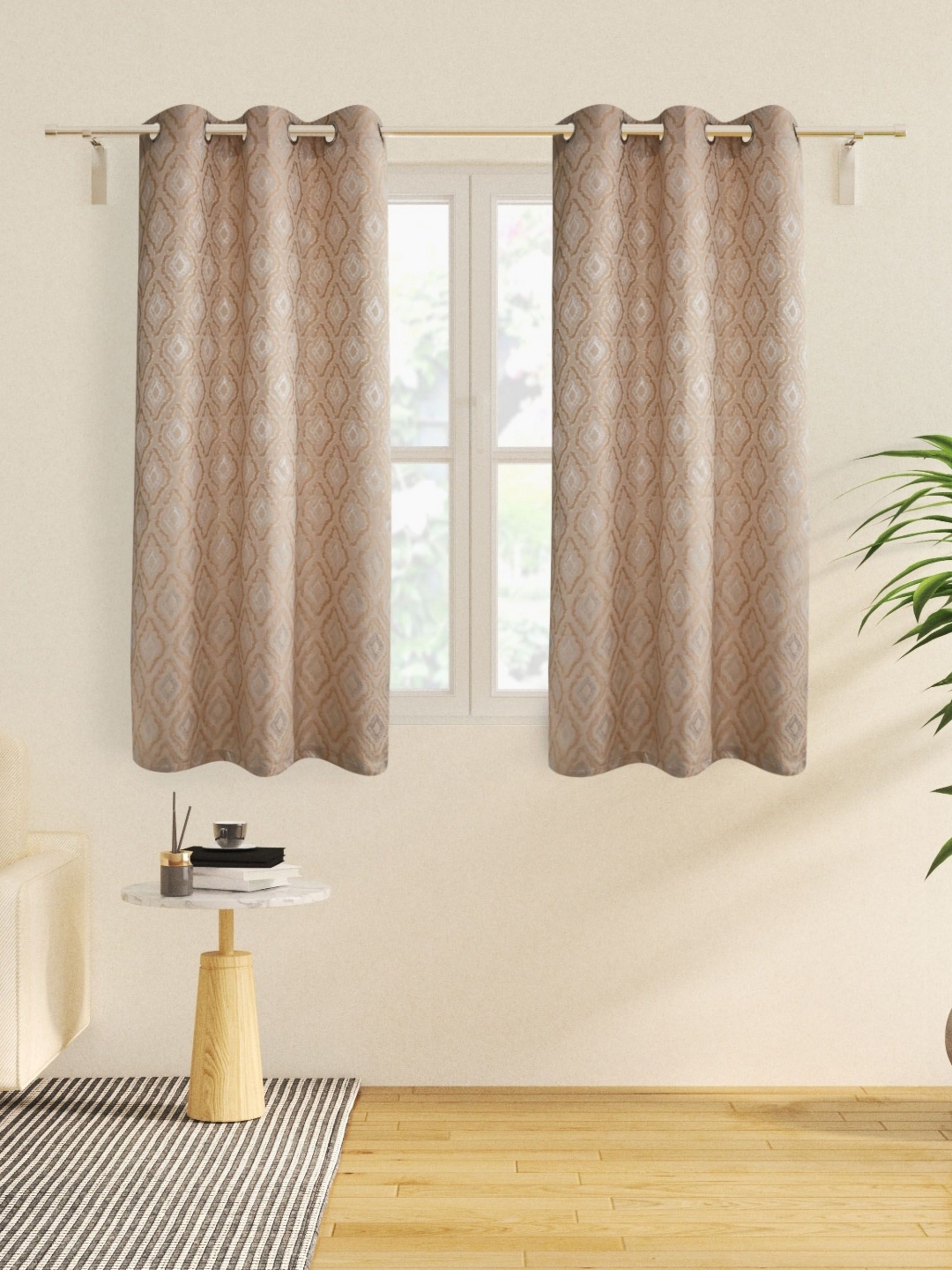 

Home Centre Sketch Beige & White 2 Pieces Ethnic Motifs Printed Window Curtain