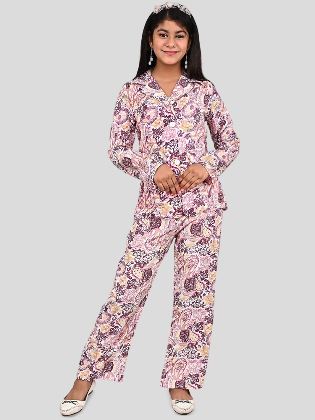 

FELLAMO Floral Printed Coat With Trousers, Pink