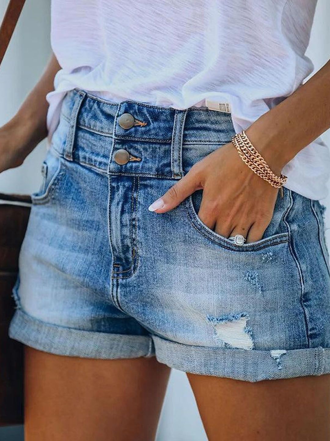 

StyleCast Women Washed Denim Mid-Rise Regular Fit Shorts, Navy blue