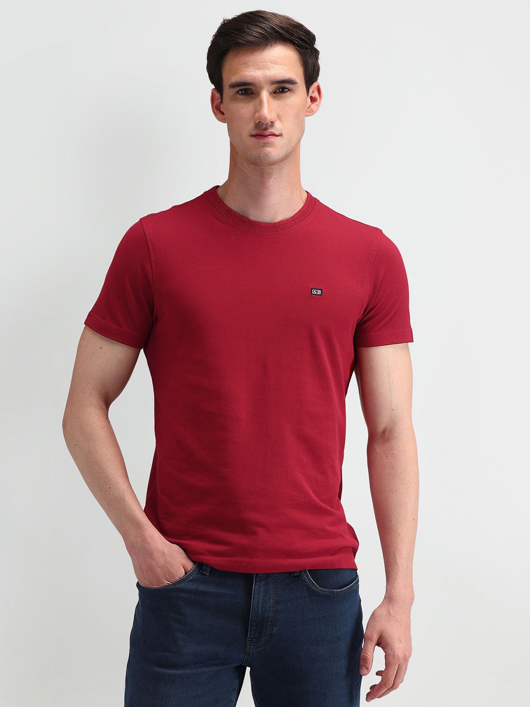 

Arrow Sport Men Solid Round Neck Cotton T-shirt, Red