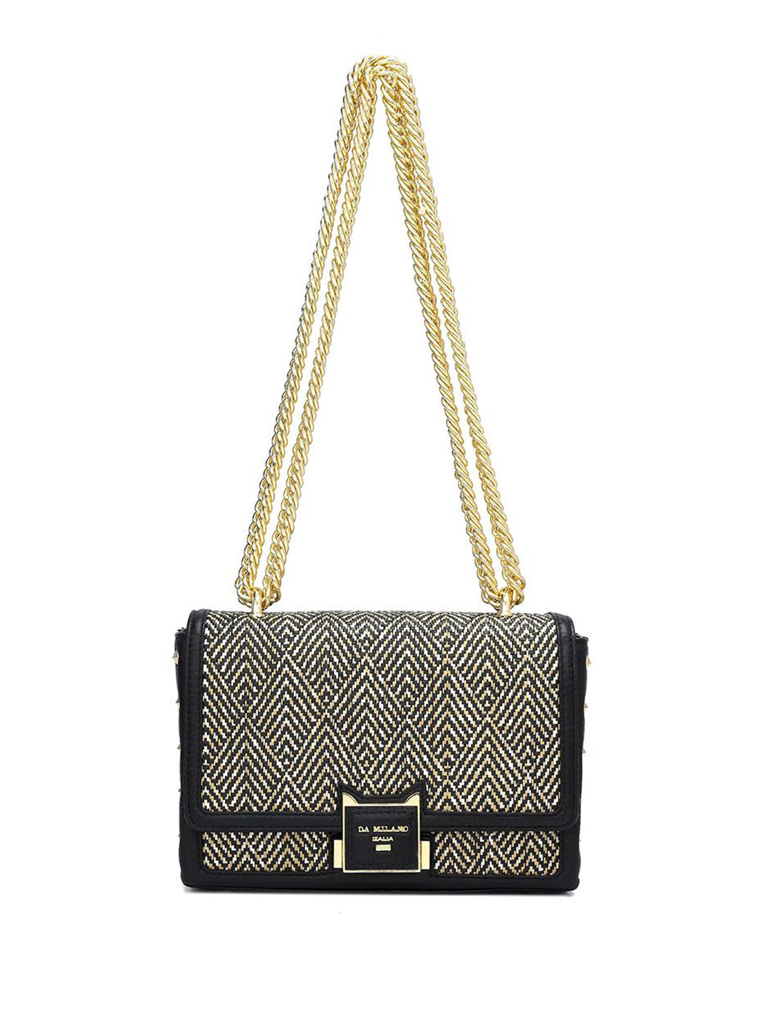 

Da Milano Textured Leather Structured Shoulder Bag, Black