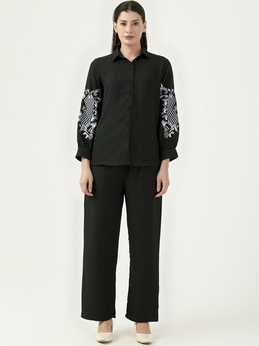 

Albion By CnM Printed Long Sleeves Shirt With Trousers, Black