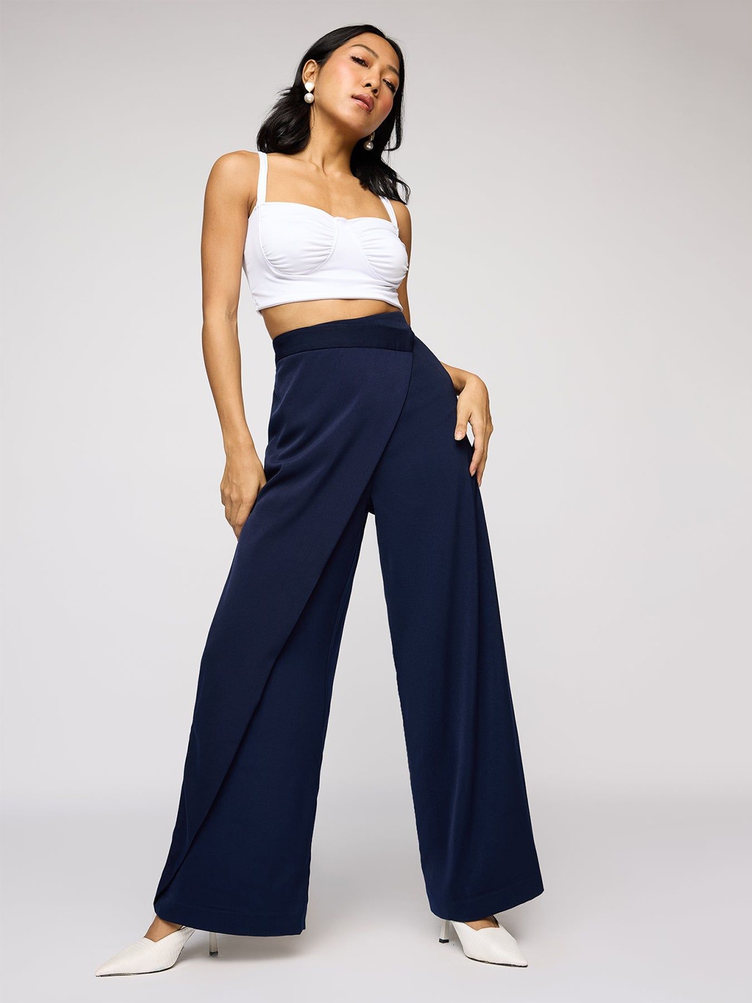 

FREAKINS Women Pareo Korean Pant, Navy blue