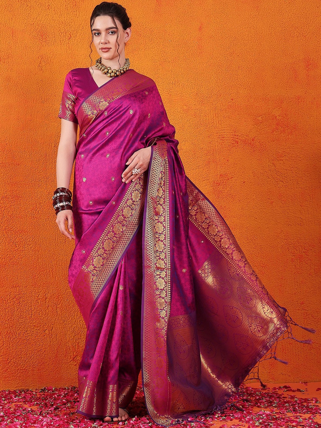 

Sangria Woven Design Banarasi Saree, Purple
