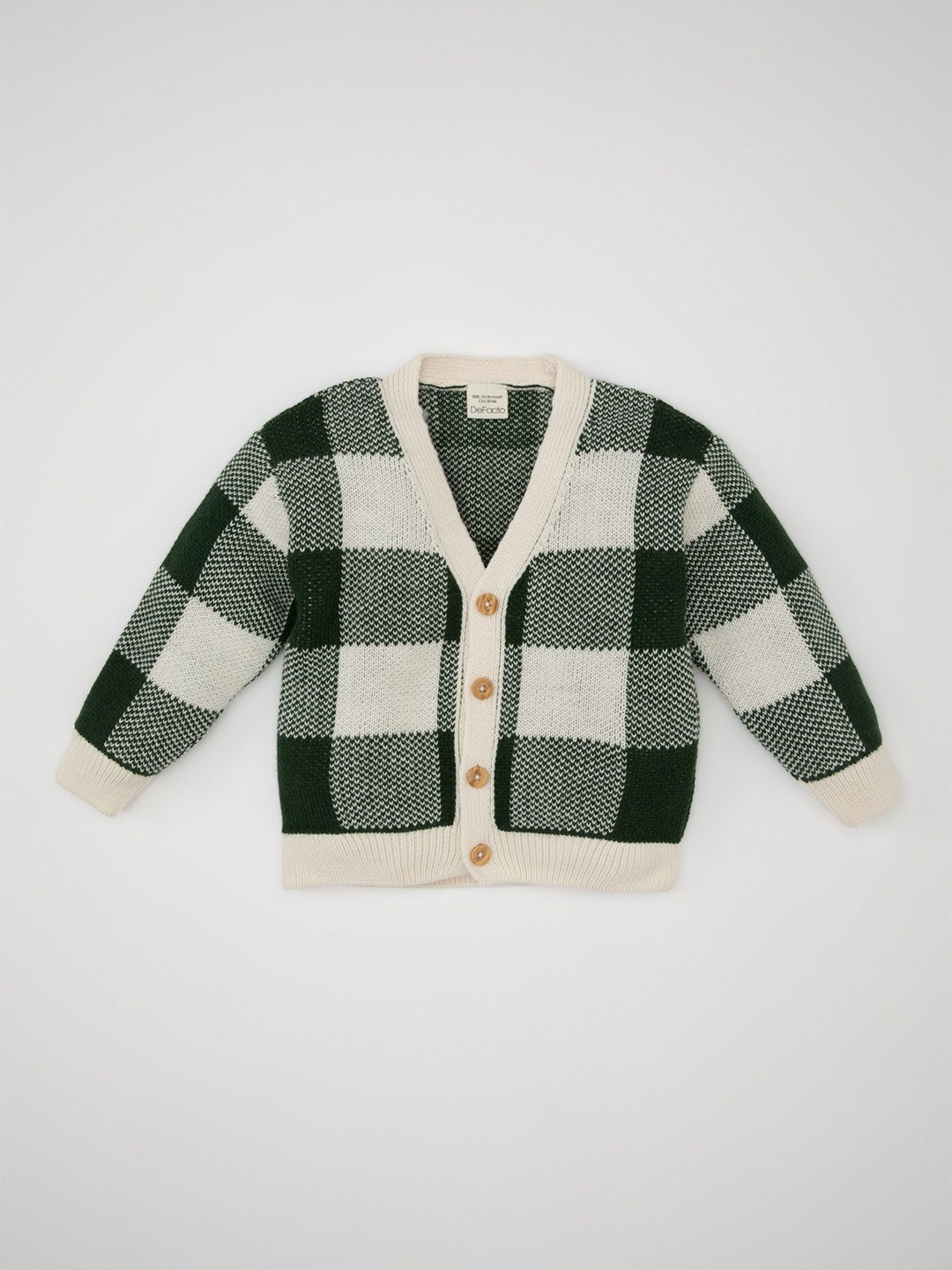 

DeFacto Boys Checked Cardigan, Green