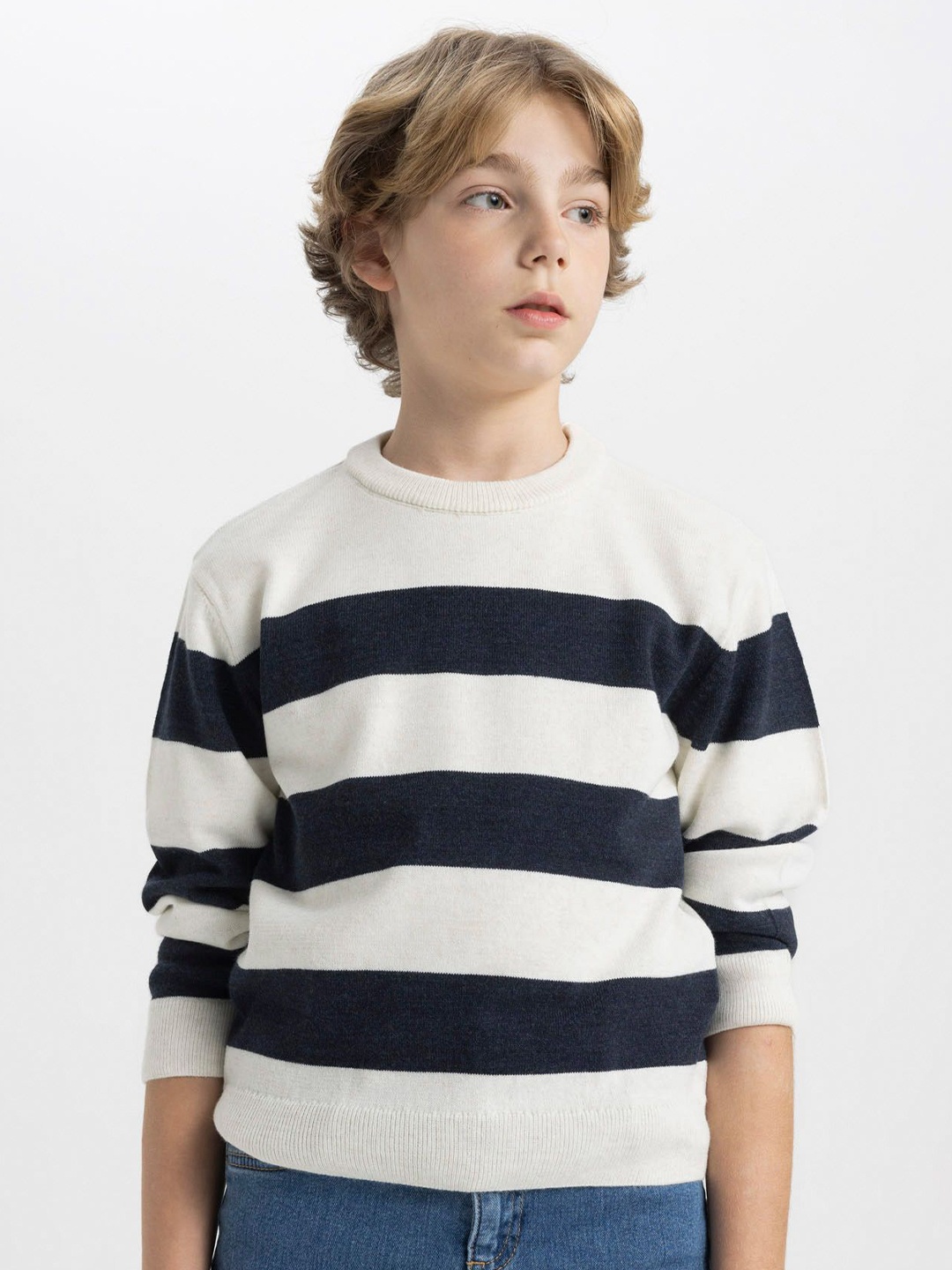 

DeFacto Boys Striped Pullover, White