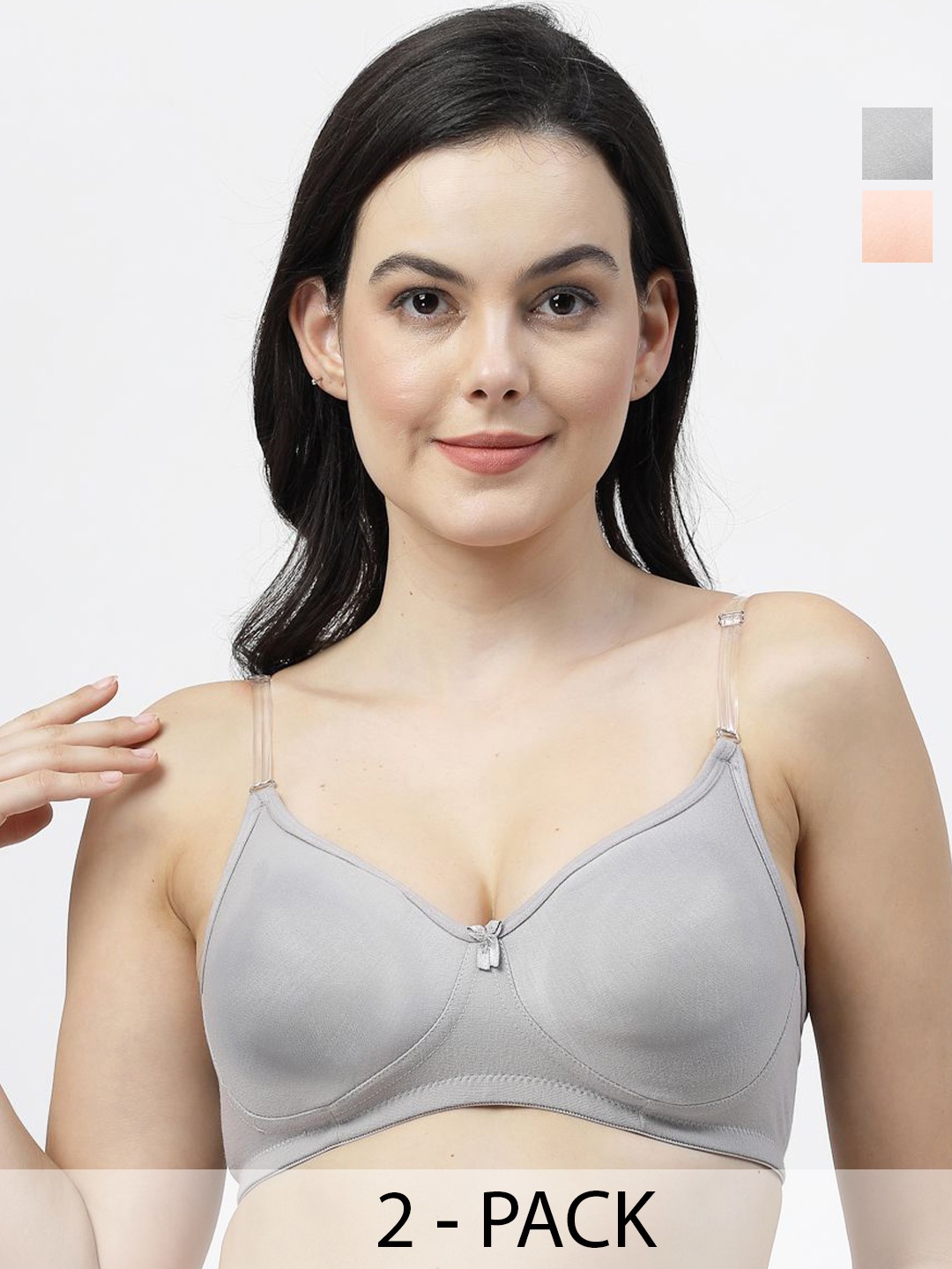 

SHYAM SONS FLAIR Pack Of 2 Full Coverage T-shirt Bra, Grey