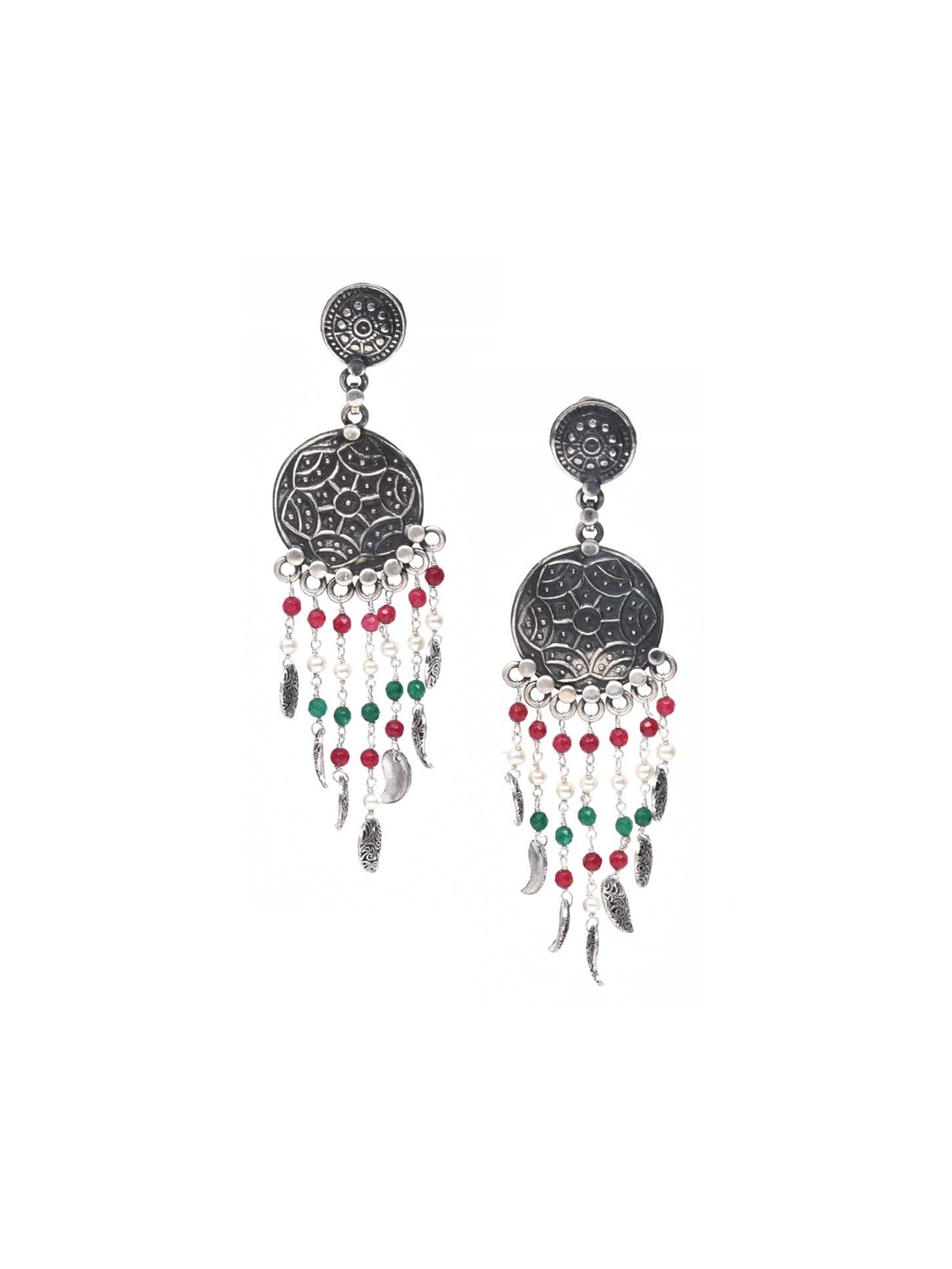 

Indianshelf 92.5 Sterling Silver Contemporary Artificial Beads Beaded Drop Earrings