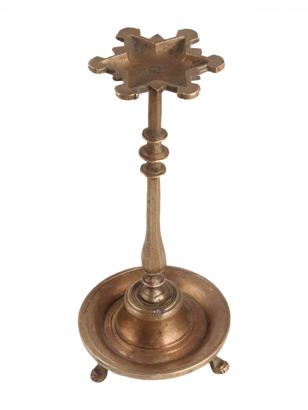 

Indianshelf Gold-Toned Textured Brass Diya Pooja Essentials