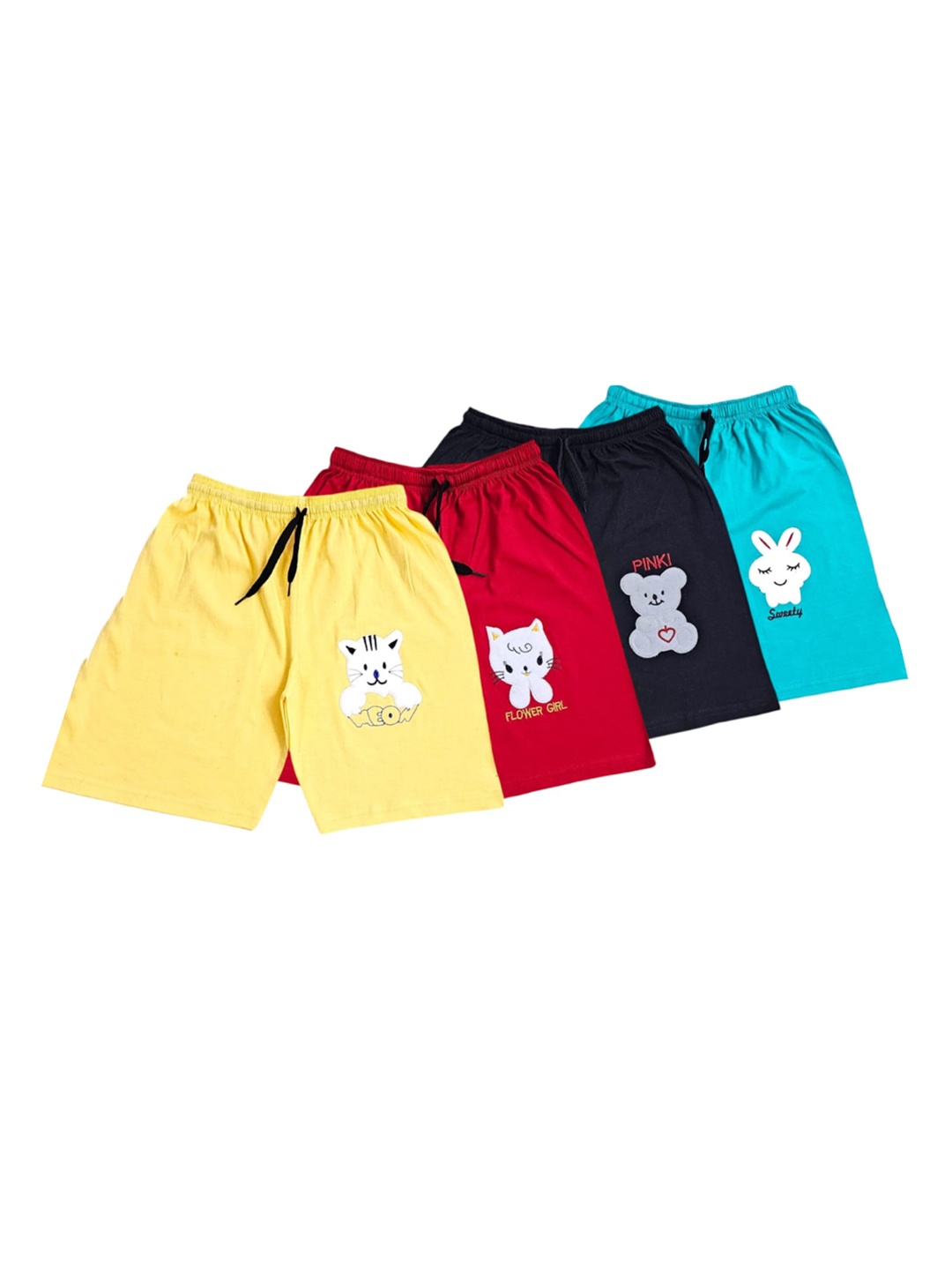 

CoolTees4U Girls Pack Of 4 Printed Shorts, Yellow