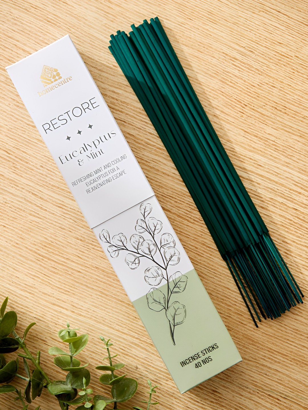 

Home Centre Set of 40 Pieces Green & White Eucalyptus and Mint Incense Sticks