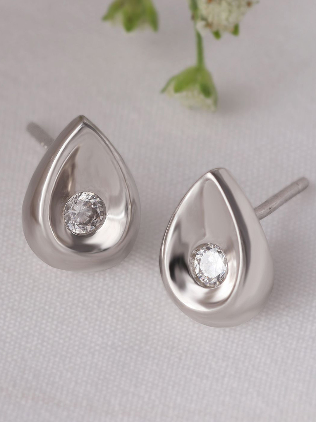 

GIVA 925 Silver Rhodium-Plated Zircon Studded Teardrop Shaped Studs