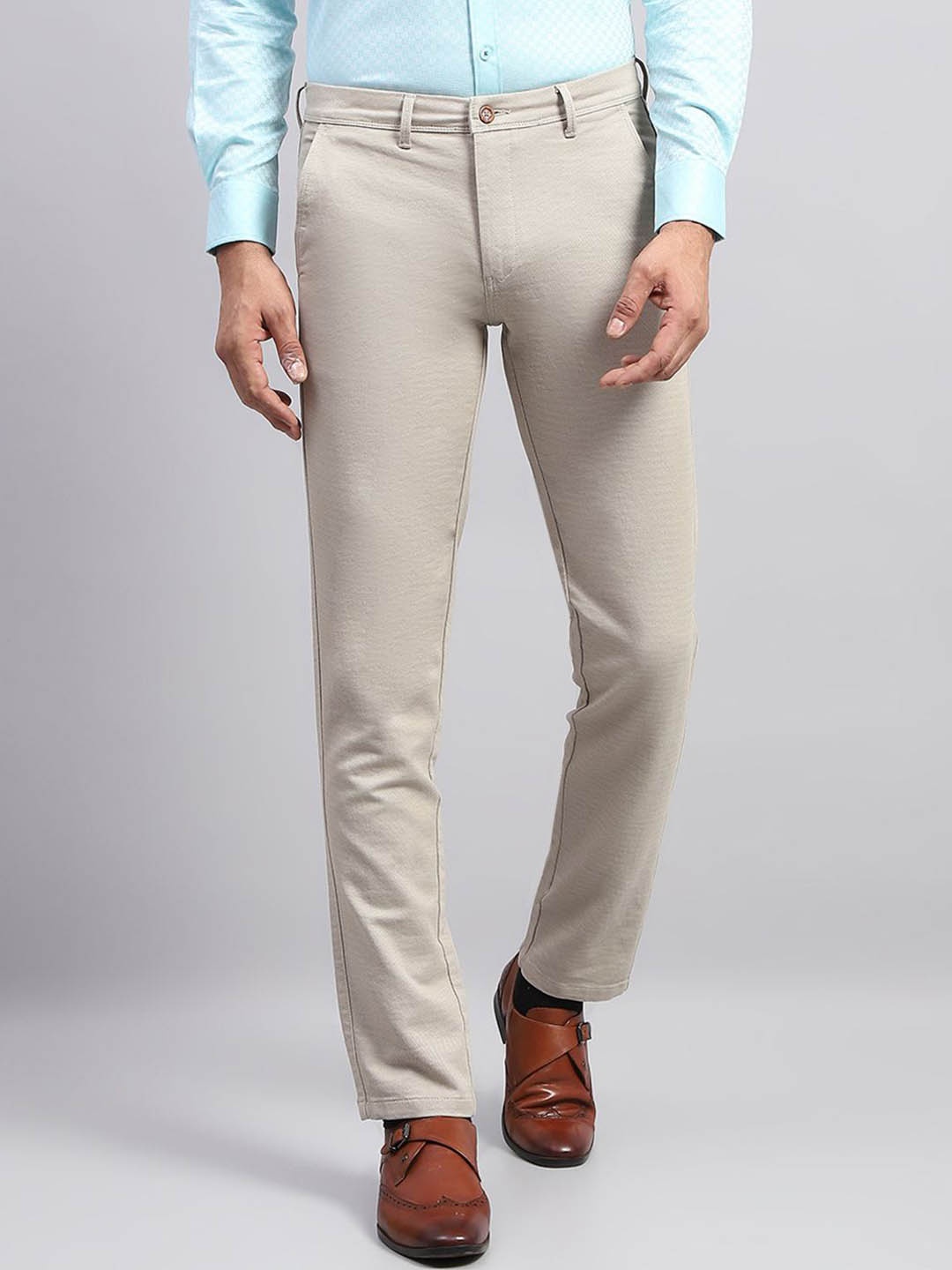 

Monte Carlo Men Solid Formal Regular Trouser, Beige