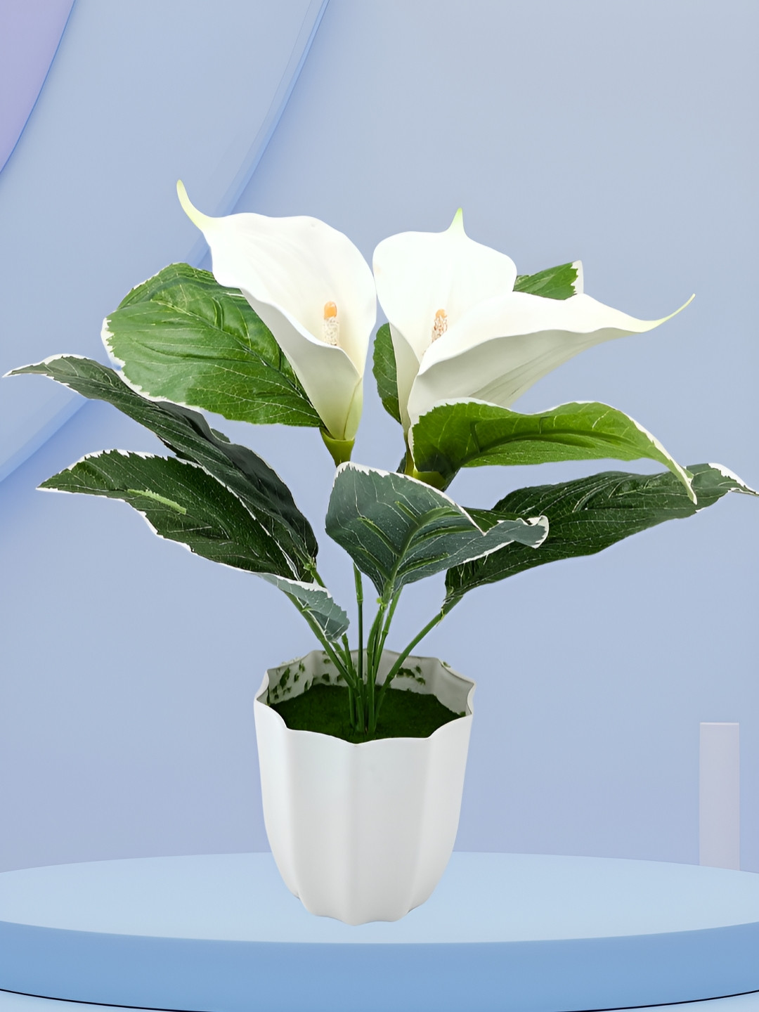

fancy mart Green 1 Pieces Lily Artificial Plant With Pot