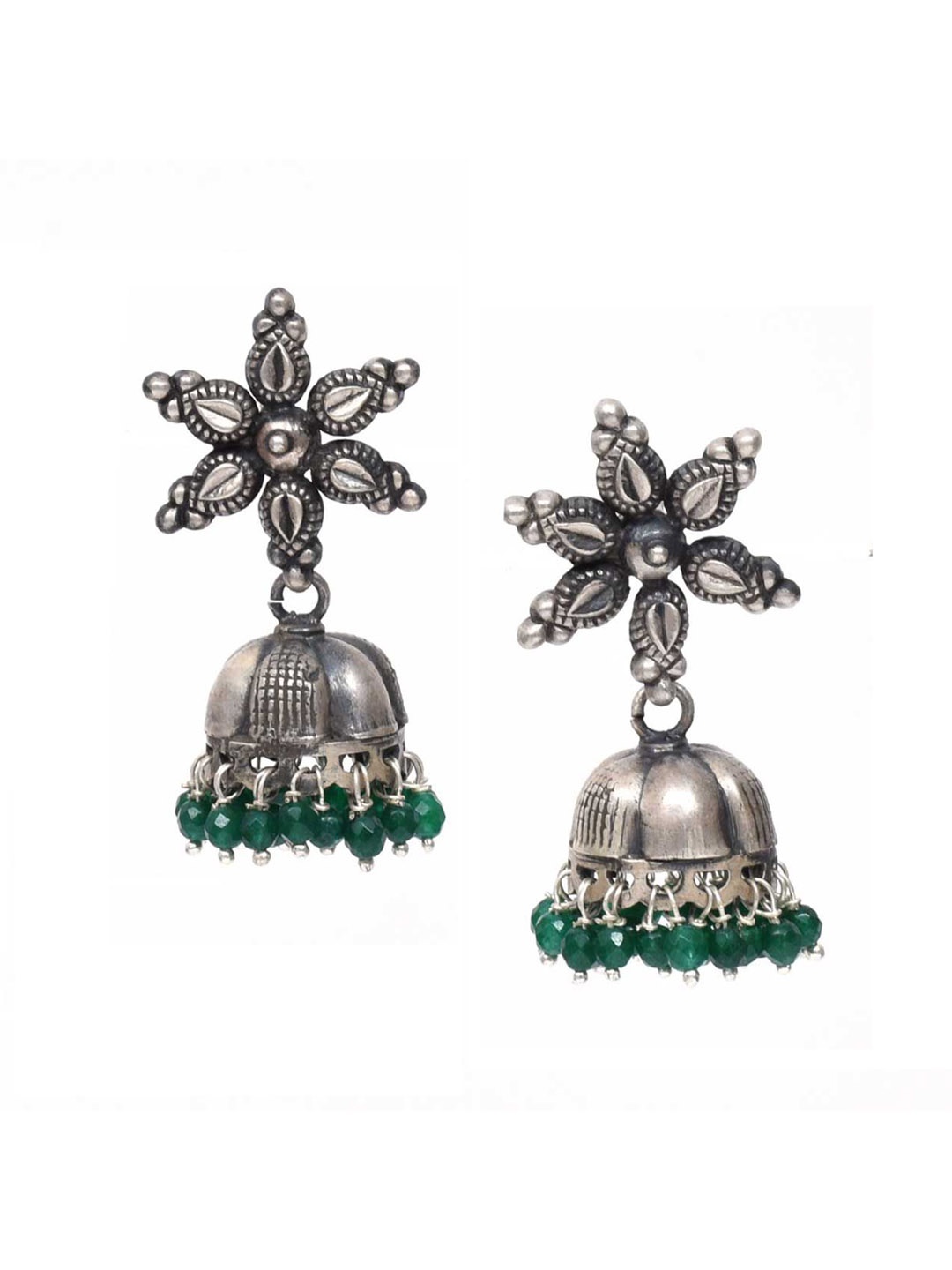 

Indianshelf 92.5 Sterling Silver Beaded Dome Shaped Jhumkas