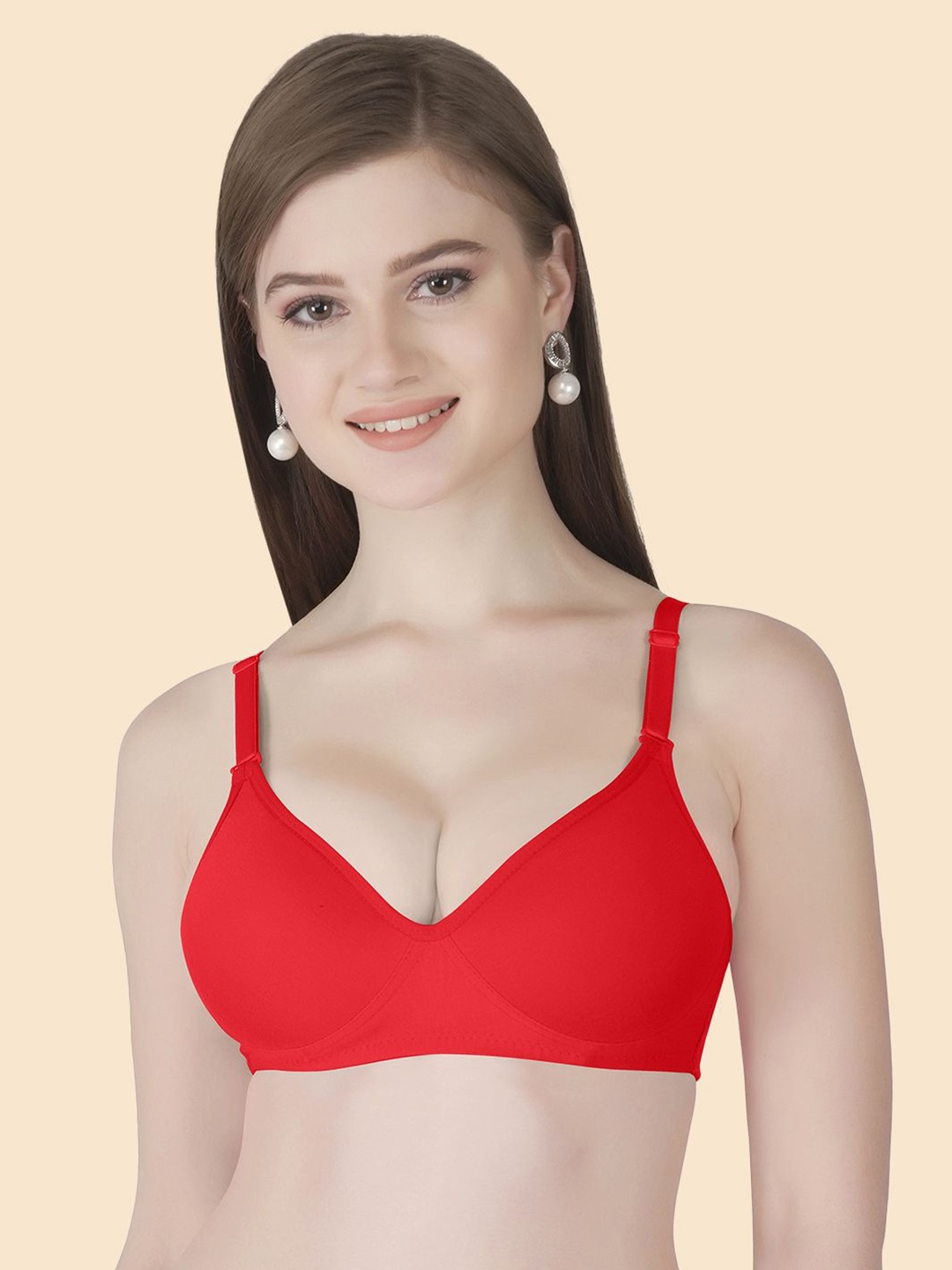 

Joomie Full Coverage Lightly Padded T-Shirt Bra, Red