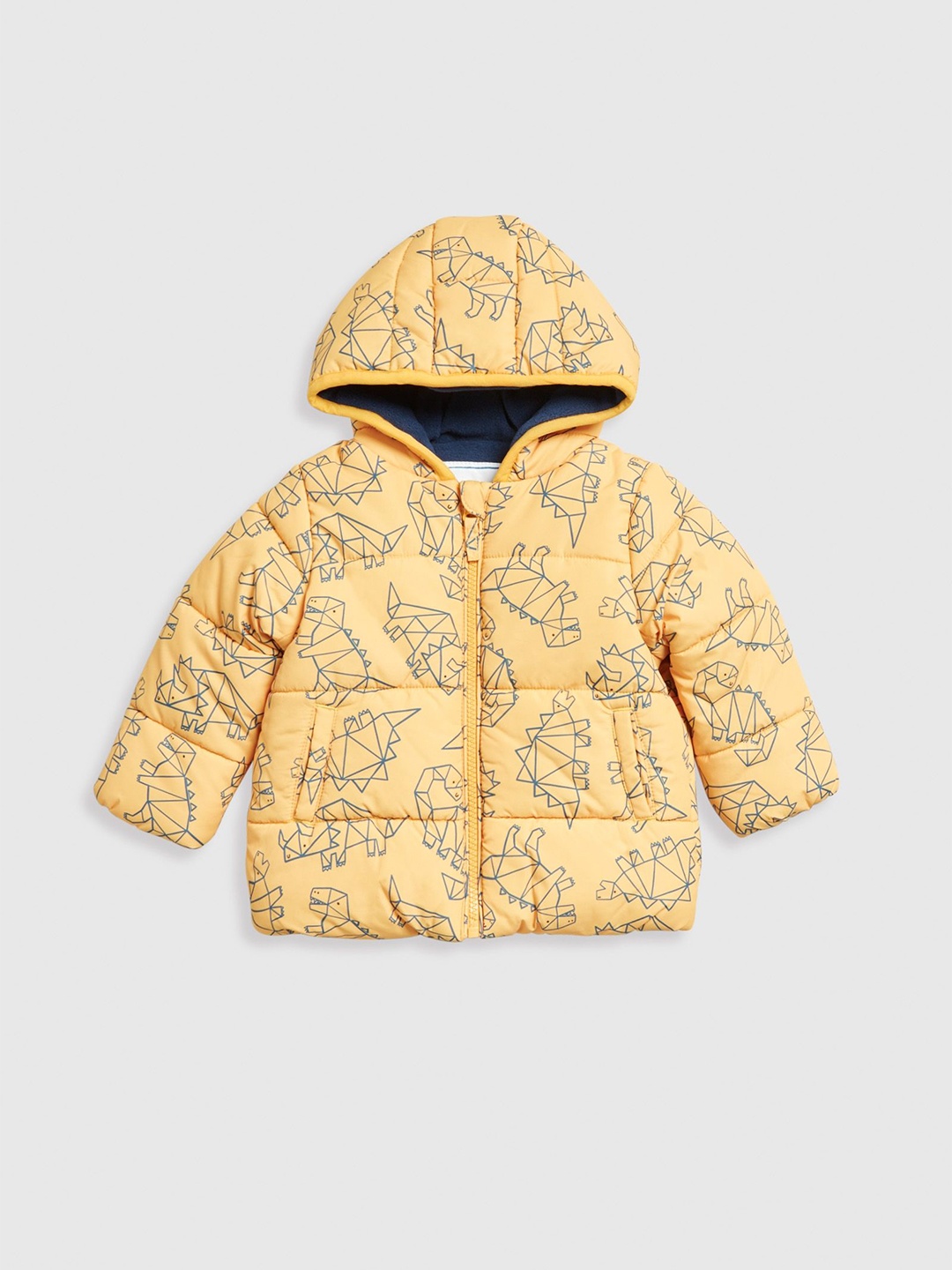 

mothercare Boys Conversational Printed Hooded Insulator Puffer Jacket, Yellow