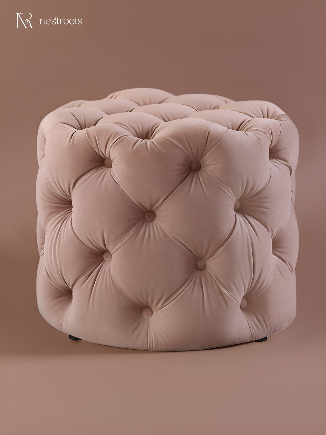 

nestroots Plush Pink Velvet Ottoman