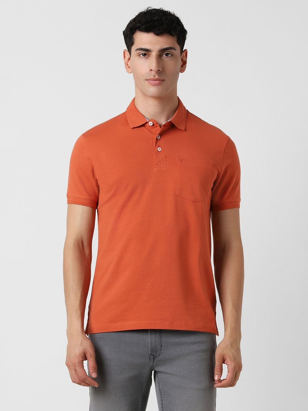 

Van Heusen Sport Men Solid Polo Collar Cotton T-shirt, Orange
