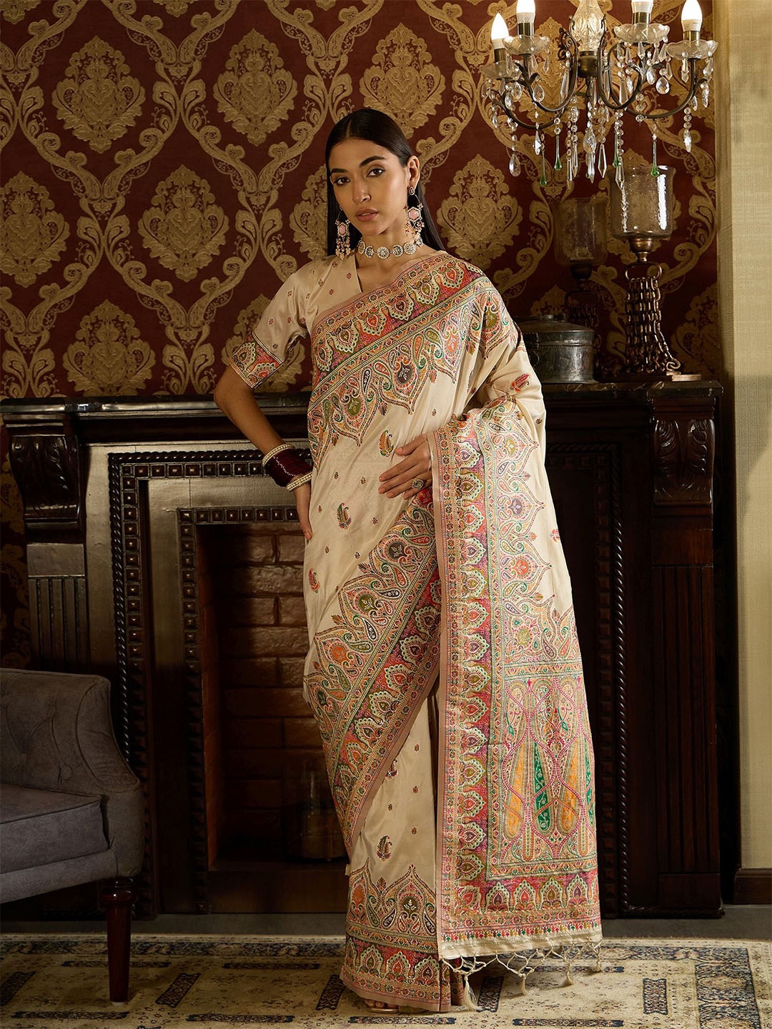 

Dori Woven Design Pure Silk Banarasi Saree, White