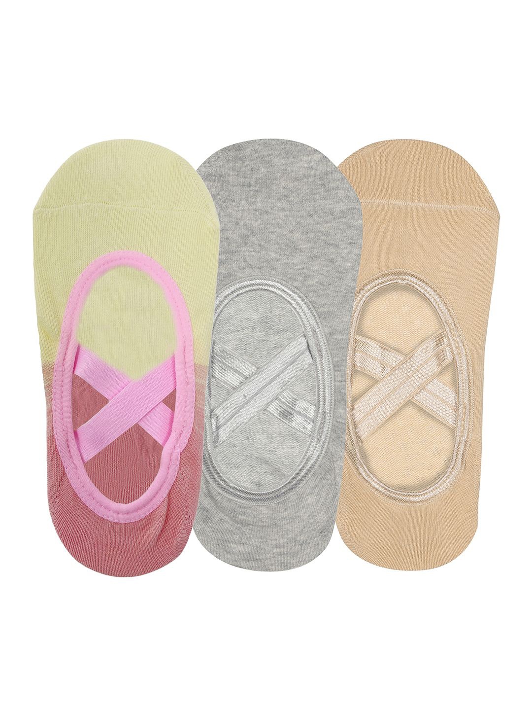 

Mint & Oak Women Pack Of 3 Patterned Shoe Liner Solid Socks, Grey