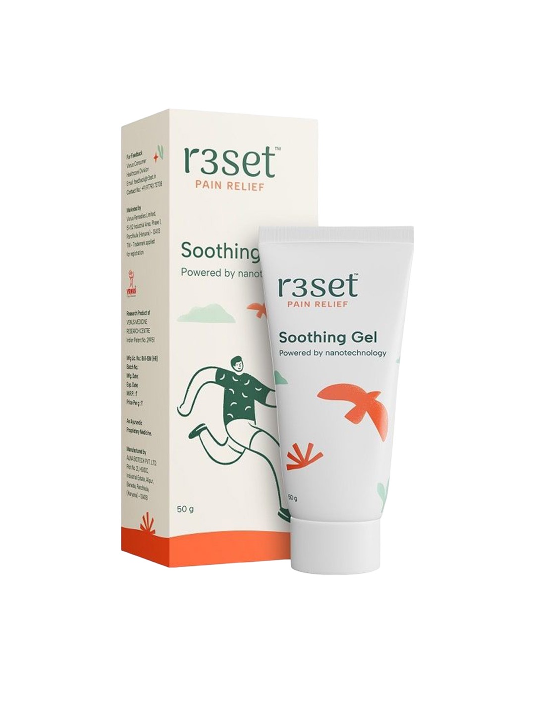 

R3SET Natural Pain Relief Soothing Gel -50g, Red