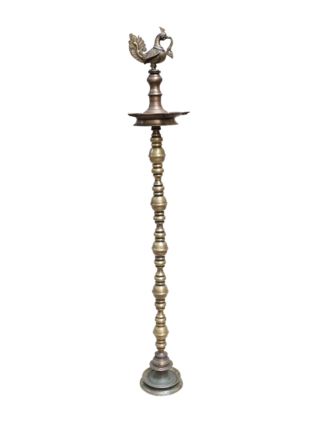 

Indianshelf Brown Brass Long Standing Pooja Diya, Bronze