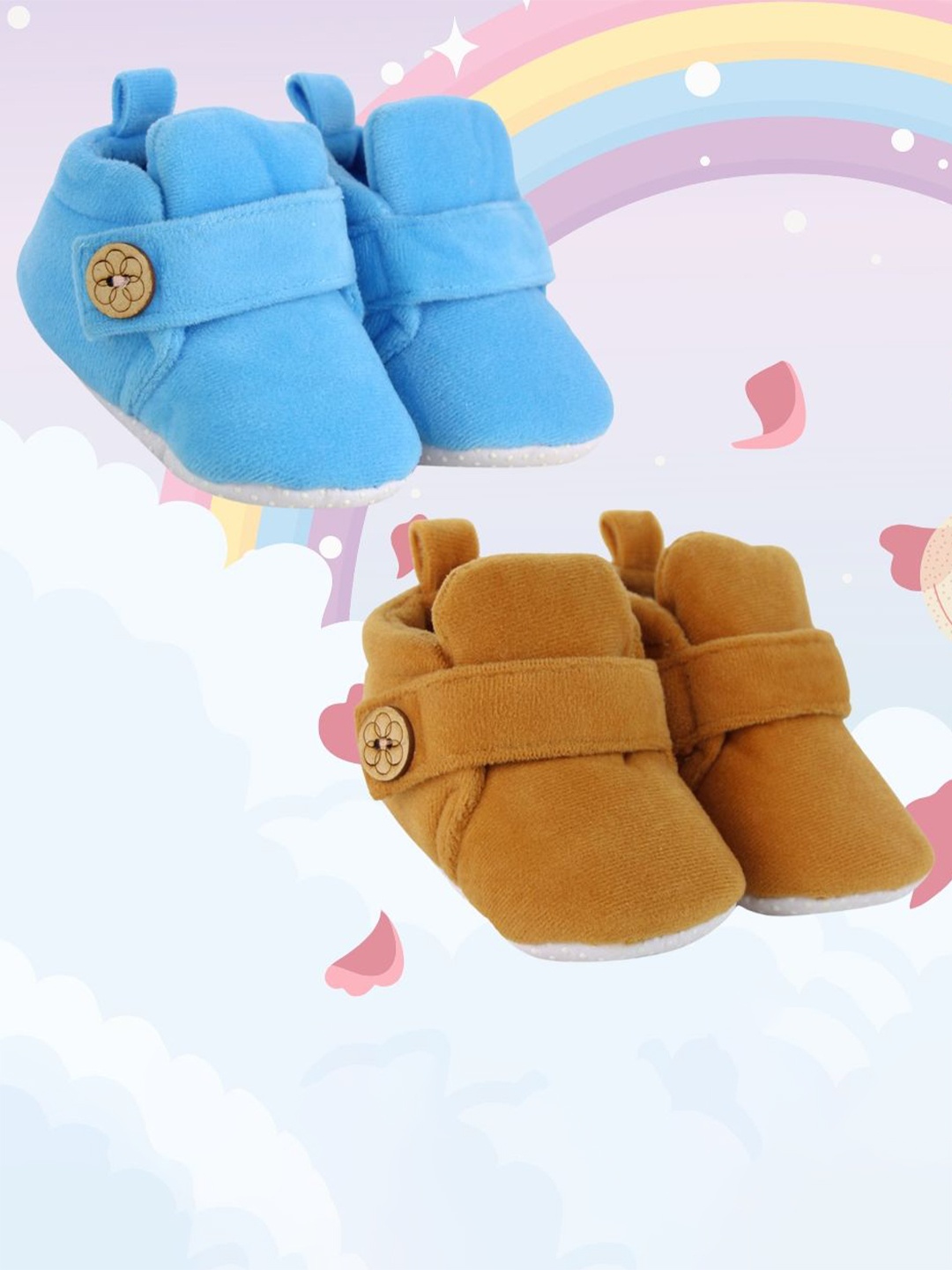 

NESKA MODA Pack of 2 Unisex Kids Cotton Booties, Blue