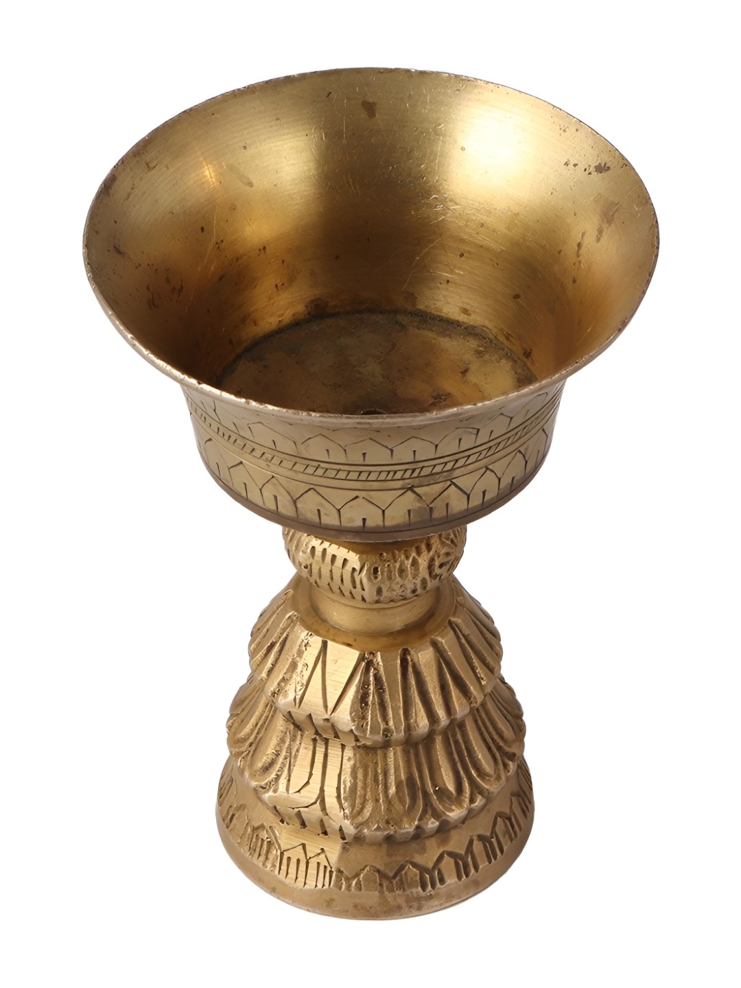 

Indianshelf Gold-Toned Textured Brass Diya Pooja Essentials