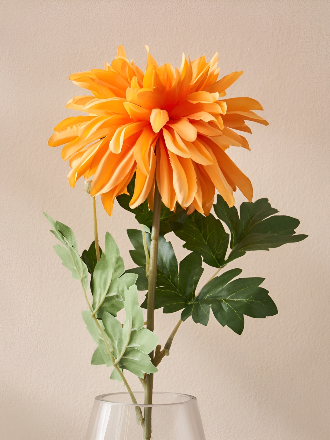 

Home Centre Orange Colored & Green Dahlia Artificial Flower