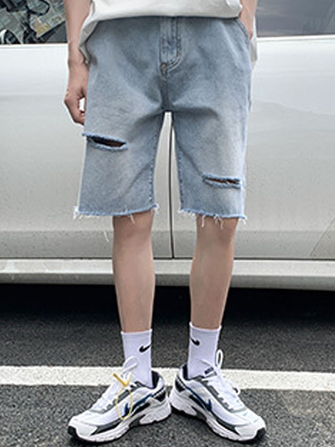 

StyleCast Men Washed Loose Fit Denim Shorts, Blue