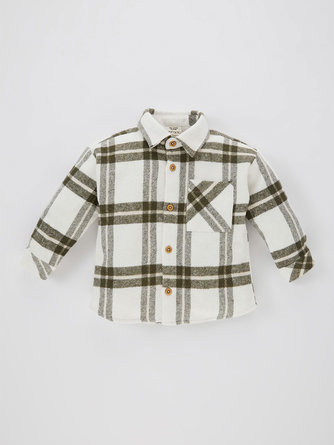 

DeFacto Boys Spread Collar Windowpane Checked Cotton Casual Shirt, Green