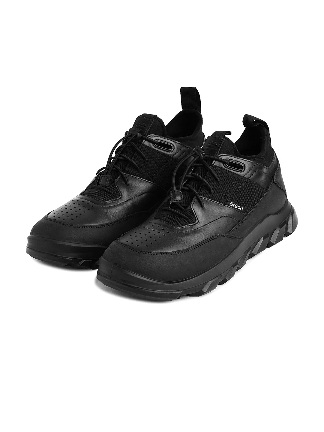 

ERGON Men Leather Trekking Shoes, Black