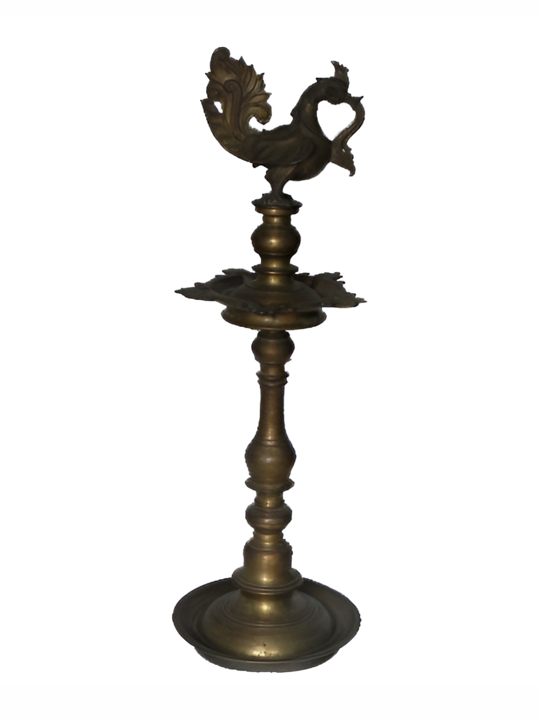 

Indianshelf Bronze & Black Textured Antique Brass Diwali Peacock Deepam Diya