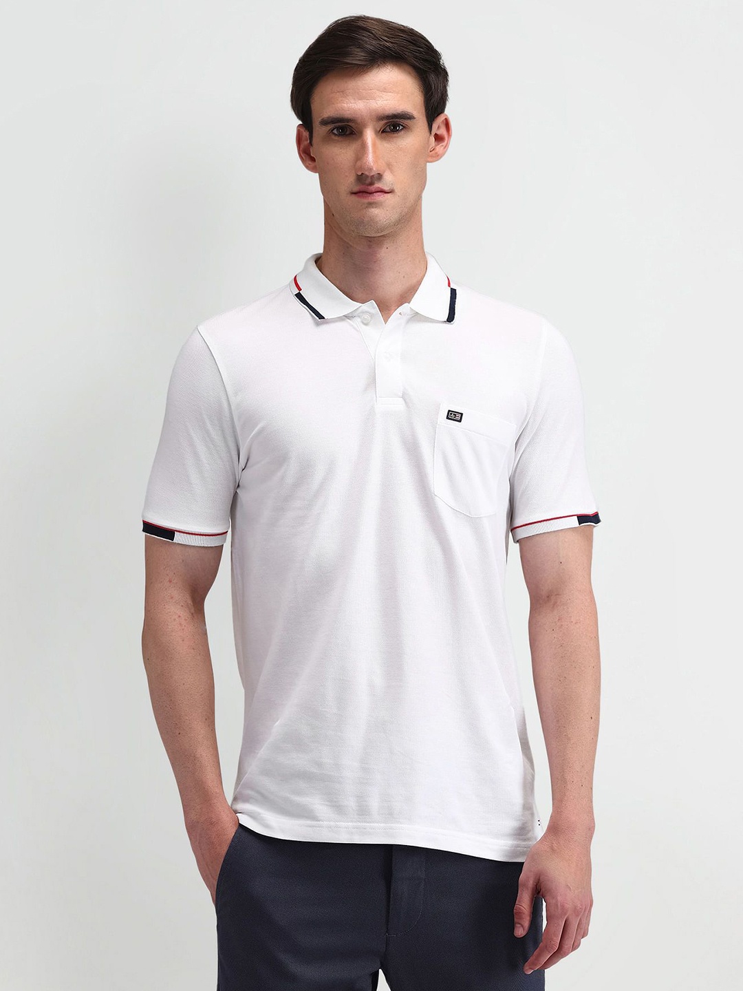 

Arrow Sport Men Solid Polo Collar Cotton T-shirt, White