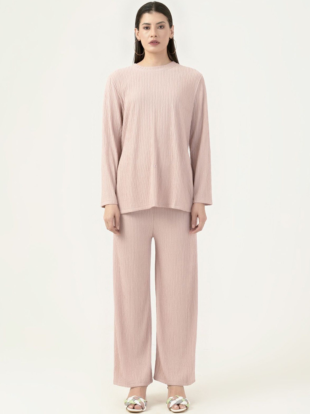 

Albion By CnM Ribbed Long Sleeves T-Shirt With Trousers, Peach