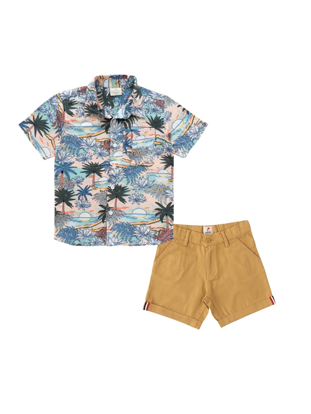 

JusCubs Boys Printed Shirt with Shorts, Blue