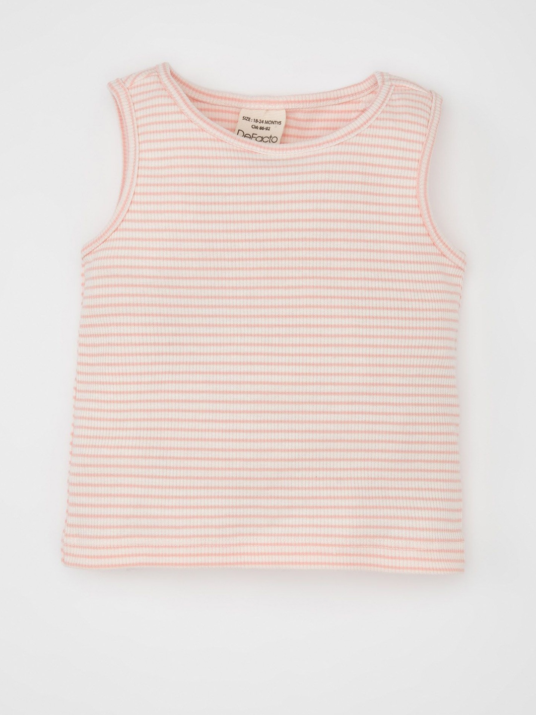 

DeFacto Girls Horizontal Striped Round Neck Cotton Top, White