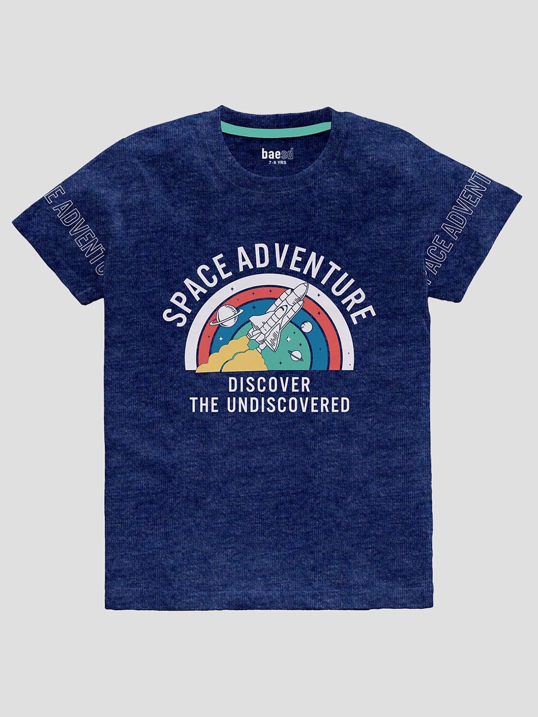 

BAESD Boys Graphic Printed Round Neck Cotton T-shirt, Navy blue