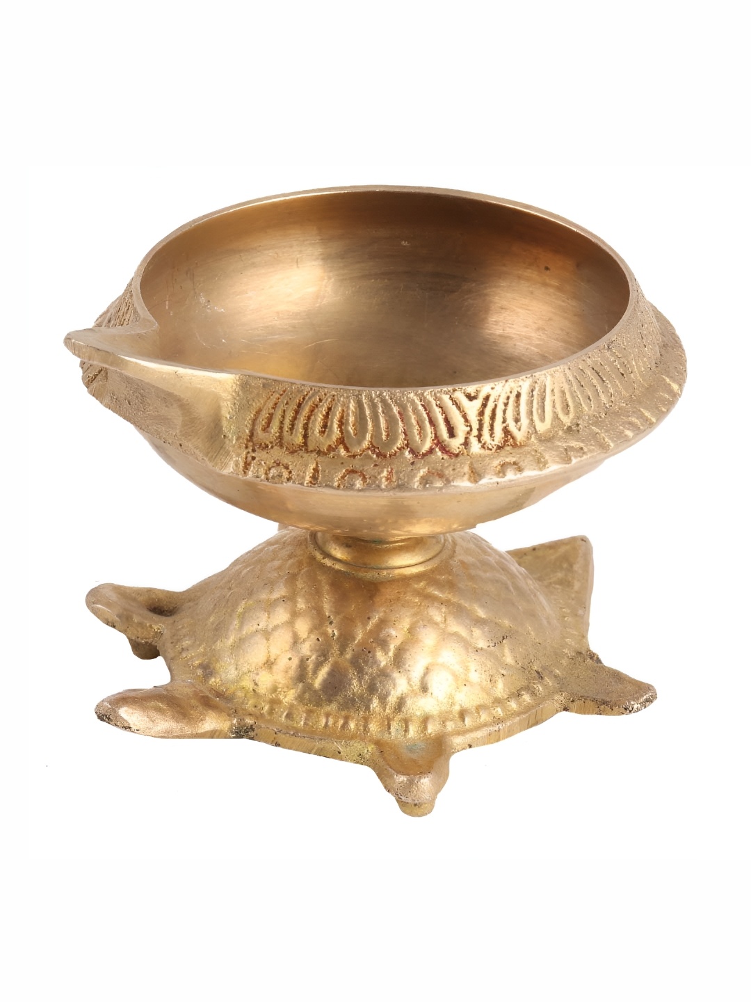 

Indianshelf Gold-Toned Textured Brass Diya Pooja Essentials