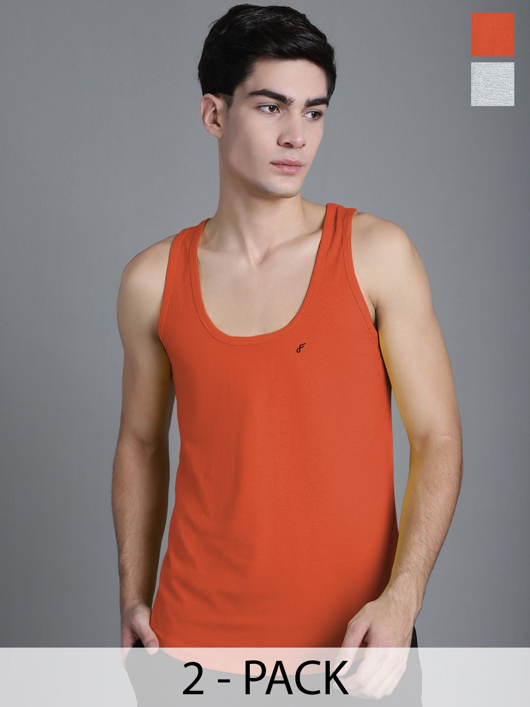 

FBAR Pack Of 2 Cotton Anti-Bacterial Innerwear Vest FBC-04-08, Grey