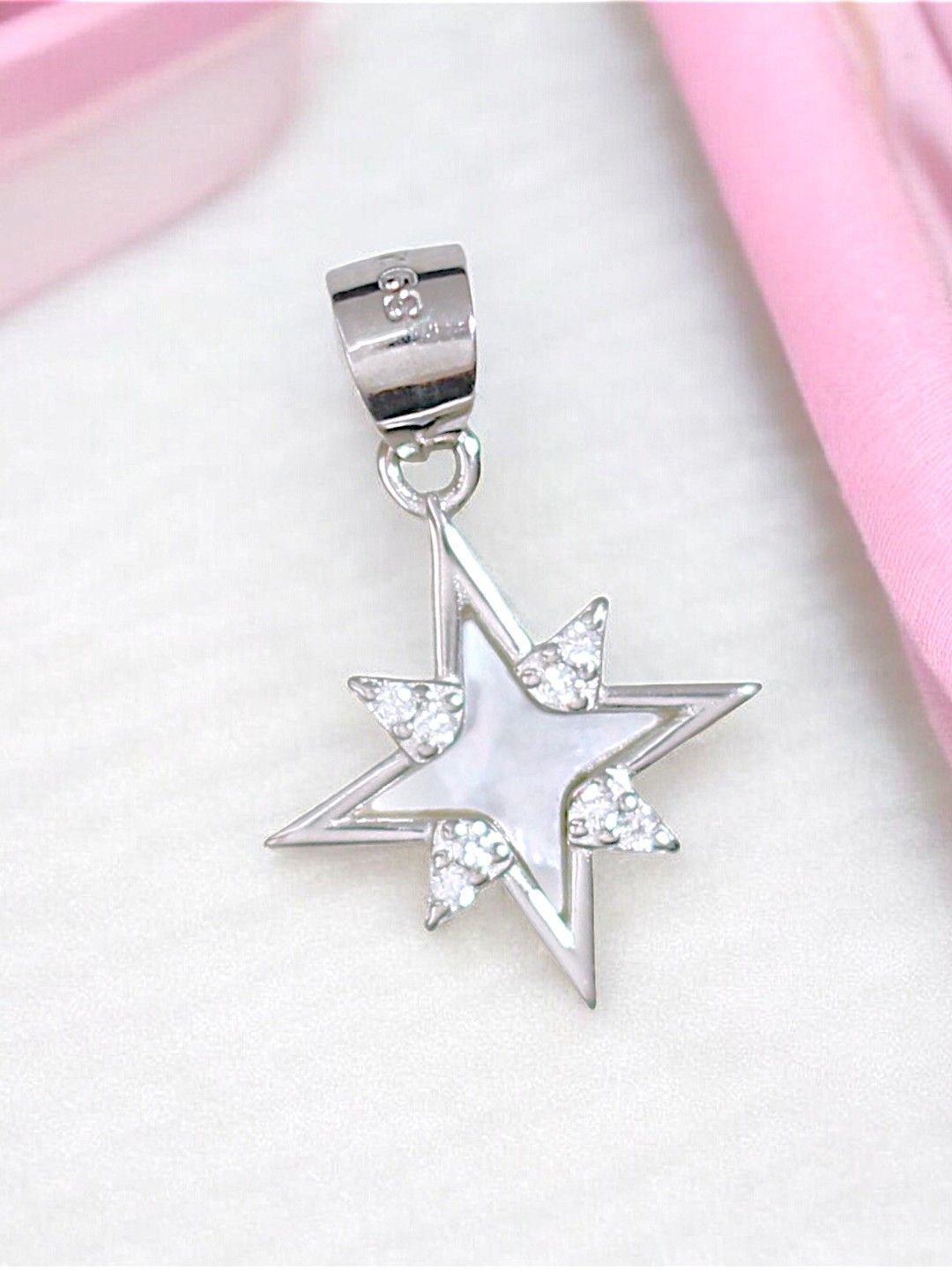 

Taraash Rhodium-Plated 925 Sterling Silver Mother of Pearl Star Pendant
