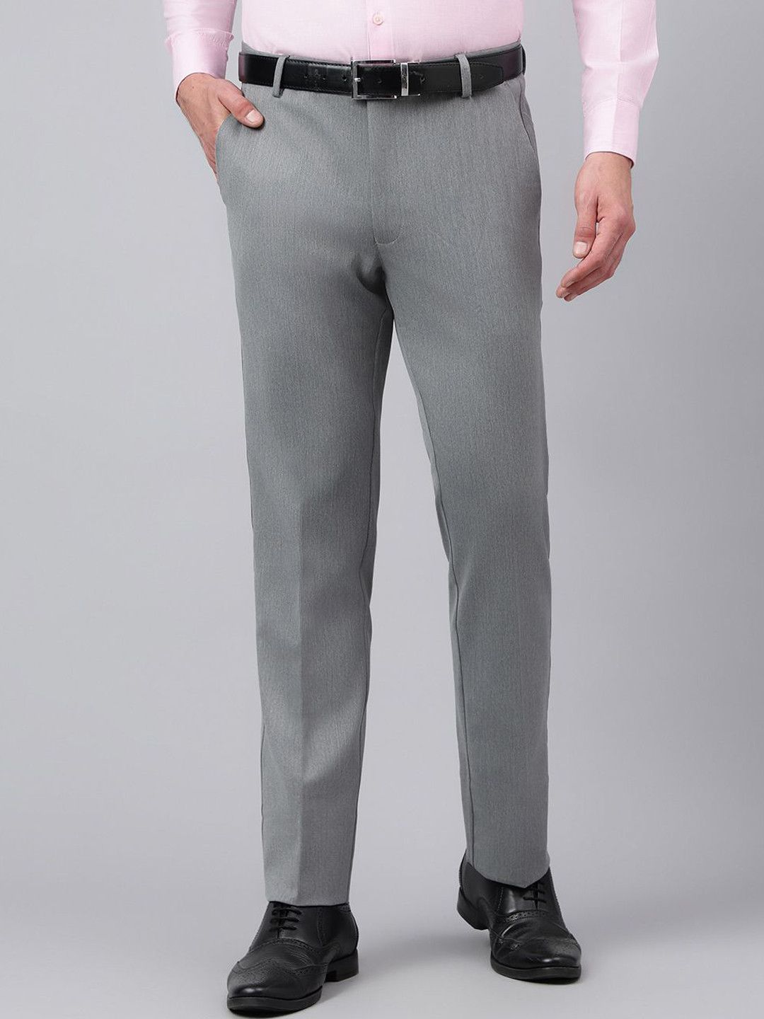 

Richlook Men Smart Regular Fit Formal Trousers, Grey