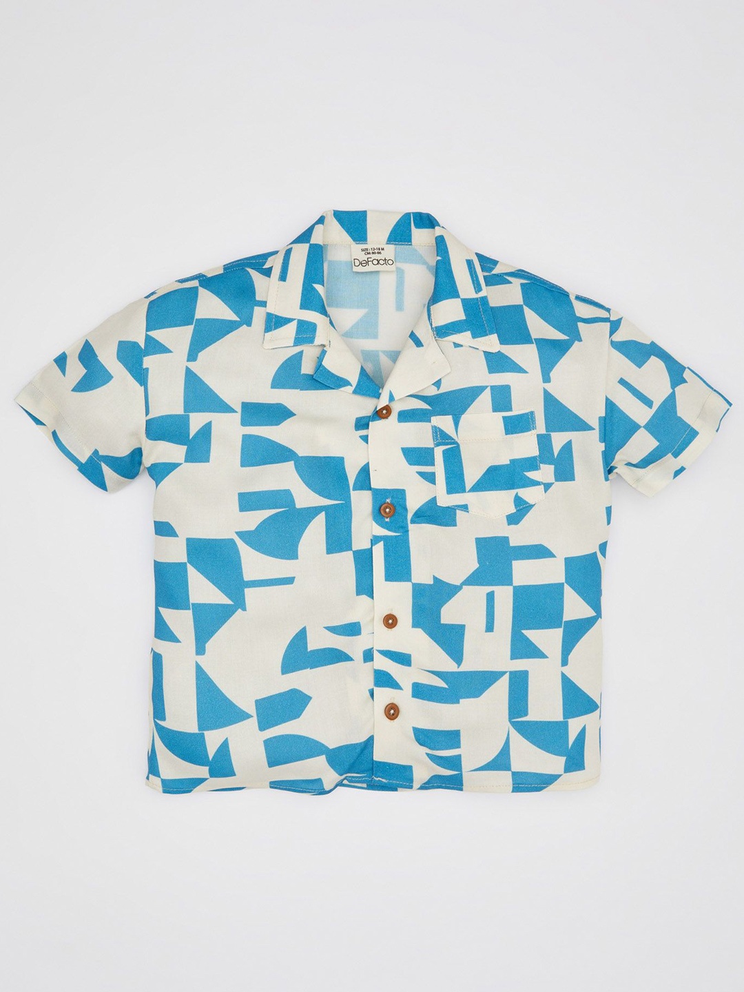 

DeFacto Boys Cuban Collar Abstract Printed Casual Shirt, White